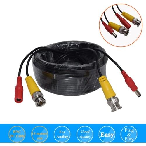 50M CCTV DVR Camera Recorder system Video Cable DC Power Security Surveillance BNC Cable simicam