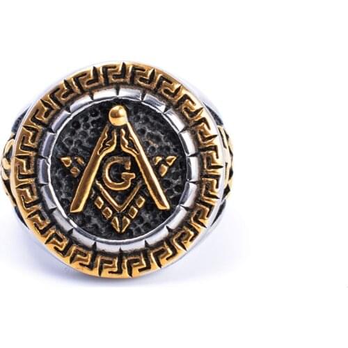 Vintage Mens Round Freemason Mason Templar Masonic Ring US SIZE 7/8/9/10/11/12/13/14/15