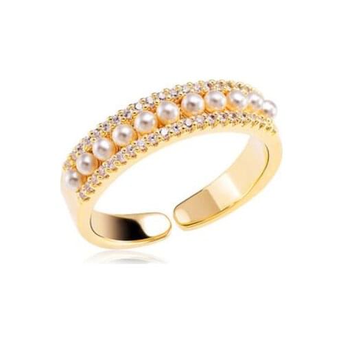 Jewelry Gift Womens Open Ring Female Fashion Personality Simple Pearl Decoration Finger Ring Joint Accessories