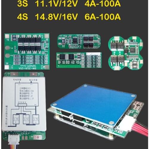 3S 11.1V 12V 4S 14.8V 16V 6A 24A 30A 50A 100A High Current Li-ion Lifepo4 Lipo Lithium Battery Pack Protection Board BMS Module