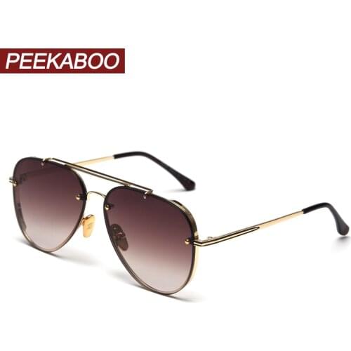 Peekaboo woman metal sunglasses retro flat top 2020 summer high quality brown gift items male sun glasses for driving uv400