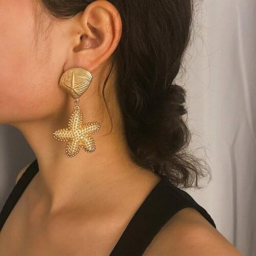 Abayabay Starfish Ear Stud Earring Women Drop Earrings Shell Girls Yellow Gold Color Lovers Trendy Jewelry Kolczyki Pendientes