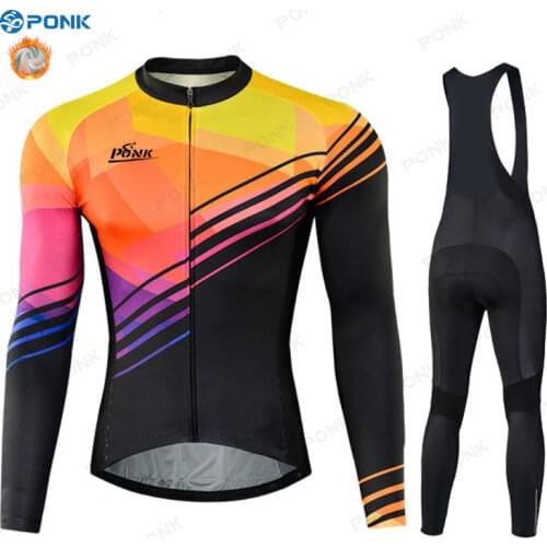 Road Bike Winter Cycling Clothing Man Long Sleeve Jersey Set Thermal Fleece Maillot Ciclismo Road Bike Keep Warm Riding Full