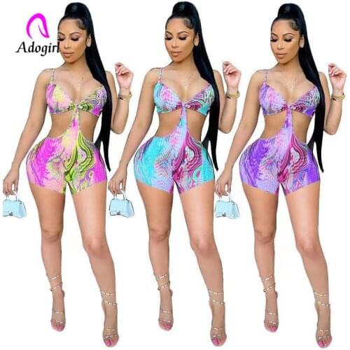 Snakeskin Women Skinny Romper Spaghetti Straps 2021 Summer Biker Playsuit Sexy Cut Out Night Club Party One Piece Active Outfits