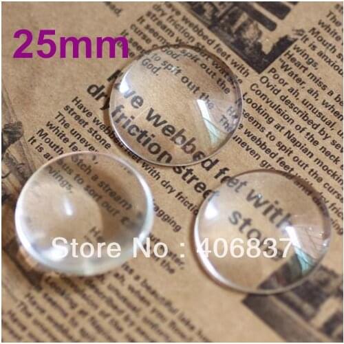 100pcs/lot, Good Quality 25mm Domed Round Transparent Clear Magnifying Glass Cabochon