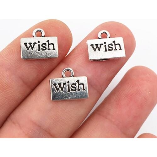12x11mm 20pcs Antique Silver Plated Wish Handmade Charms Pendant:DIY for bracelet necklace-P2-07