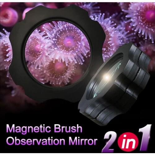 2 in 1 Aquarium Seawate Magnetic Clean Brush Observation Mirror Coral Magnifying Glass Algae Cleaner Aquarium Accessoires