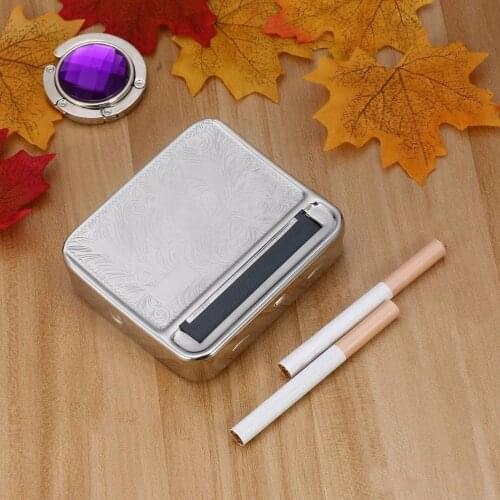 2018 NEW Creative Design 88*79*22mm Metal Automatic Cigarette Tobacco weed Smoking Smoke Roller Rolling Machine Box Case Tin