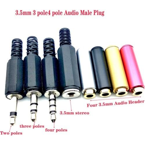 3.5mm 3 pole4 pole Audio Male Plug3.5mm Female Jack to Jack Extended Audio Connector 3.5 Jack Earphone DIY Adapter3PCS/lot