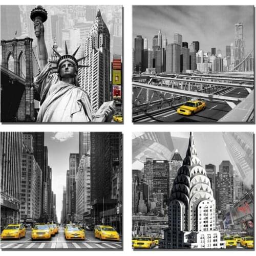 4 pcs 5D Diy Diamond Painting America New York City Street View Full Square Round Drill Embroidery Wedding DecorationsZP-3934
