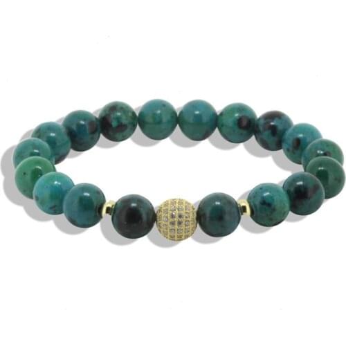 5pcs Charm white cz bead paved rhinestones women bracelet 10mm round phoenix green gold stone beads men bracelet