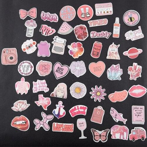 50PCS Cartoon Pink INS Style Stickers For Notebook Laptop Toy Sticker Phone Stationery Stickers