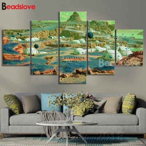 Diamond Embroidery World Game Scene Landscape 5 Pcs Needlework 5D DIY Diamond Painting Multi Panel Full round Rhinestones Mosaic