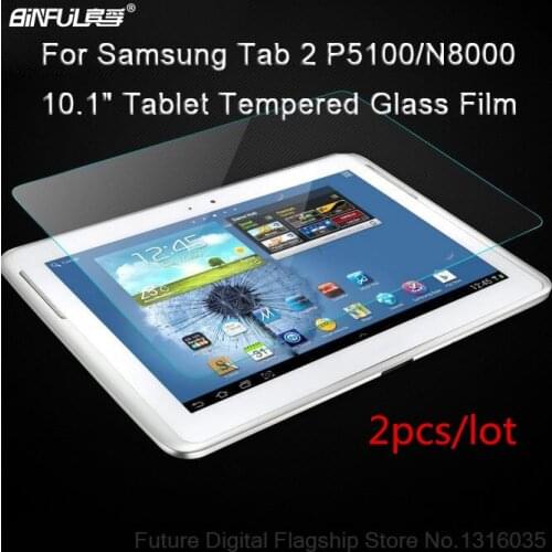 BINFUL 2pcs Tempered Glass Screen Protector For Samsung Galaxy Tab 2 10.1 P5100 N8000 Tablet Anti-shatter Screen Protector Film