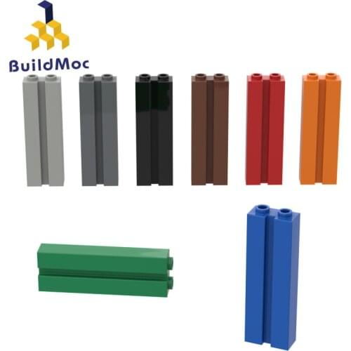 BuildMOC Compatible Assembles Particles 88393 1x2x5 slot high brick Building Blocks Parts DIY LOGO E