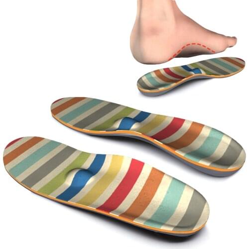 Colorful Striped Plantar Fasciitis Feet Insoles Arch Support Orthotics Inserts Flat Feet, High Arch, Foot Pain Relief