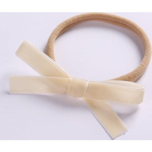 Dejorchicoco 3pcs/lot Baby Girls Velvet Nylon Headbands Kids Girls Elastic Soft Nylon Head Bands Bows Hair Headbands head Wear