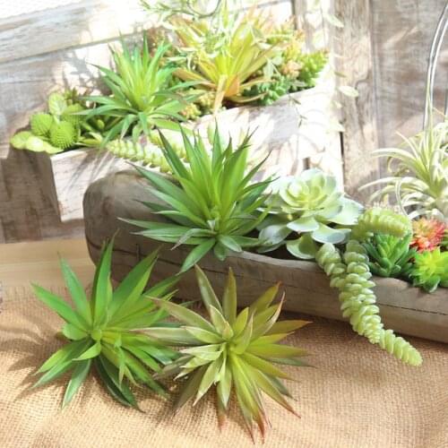 DIY Home Decoration Green Artificial Plant Bonsai Succulent Plastic Fake Plant Potted Real Touch Wedding Garden Decor