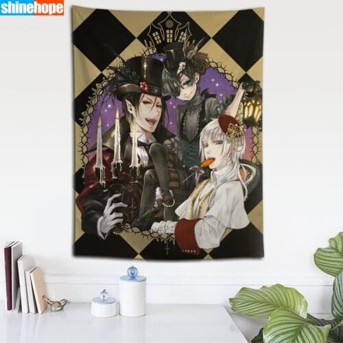 Custom Black Butler tapestry wall hanging tapestry home decoration rectangle bedroom wall art tapestry 140X250cm