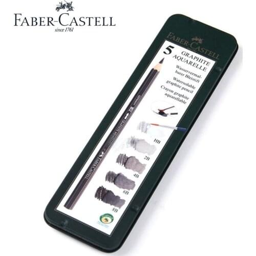 Faber castell water-soluble pencil sketch 5pcs green iron boxed HB 2B 4B 6B 8B