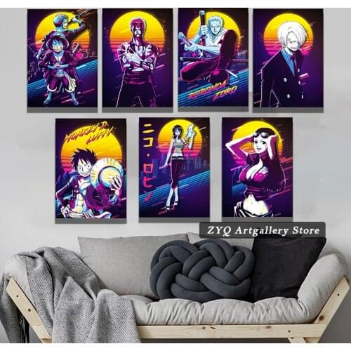 Canvas Prints Luffy Roronoa Zoro Sanji Paintings Wall Art Main Characters Poster Modular Japan Anime Pictures For Living Room Mo