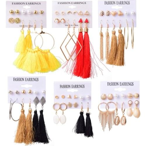 Tassel Earrings Earring Set серьги kolczyki Earrings Set for Women Girl Trendy Wedding Jewelry Earrings Gift pendientes