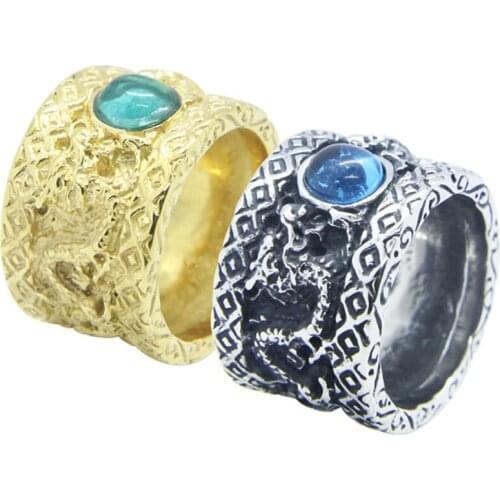 Support Dropship Stone Band Ring 316L Stainless Steel Fashion Jewelry Men Cool Ring