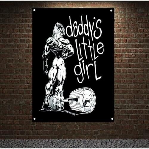 Daddys Liffte Girl Gym Decor Man Muscular Body Banner Workout Bodybuilding Flag Exercise Poster Wall Hanging Canvas Painting