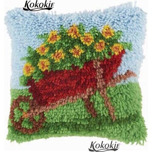 3d Latch hook rug kits embroidery pillow material for handicraft cross stitch cushions Crocheting Rug Yarn Patchwork Pillowcase