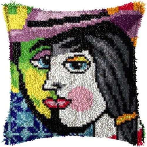 Latch Hook Kits Throw Pillow Cover Cute Cushions Pattern Printed Crochet Needlework Crafts for Kids and Adultsr Kids Couples