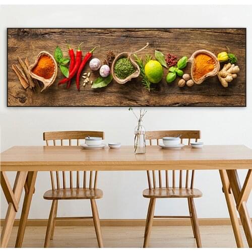 Grains Spices Spoon Peppers Kitchen Canvas Painting Posters and Prints Modern Food Modular Picture for Living Room Decoration