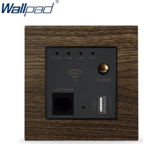 Wifi Router Switch Wallpad Aluminium Metal Panel Wood Design Wall Embedded Wifi Router Repeater Switch with USB Port