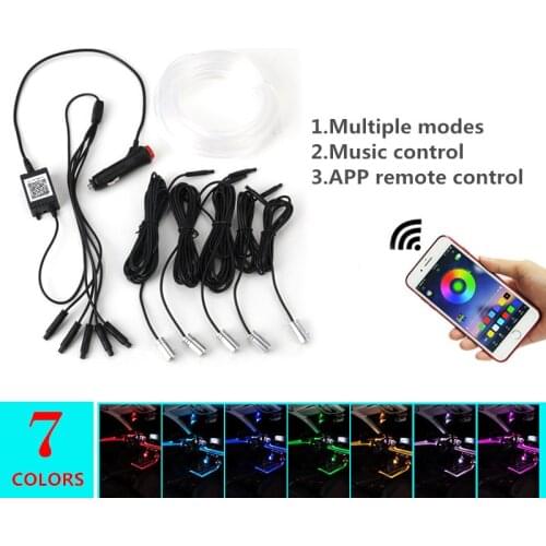 Car EL Neon Strip Light Car Ambient Sound Control Light RGB LED Decorative Lamp For 1999-2004 Volkswagen VW MK4 Golf 4 GTI