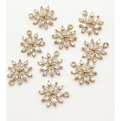 New Arrival! 15x18mm 50pcs Cubic Zirconia Flower Charm For Handmade Necklace Earring Parts DIY Accessories,Jewelry Findings