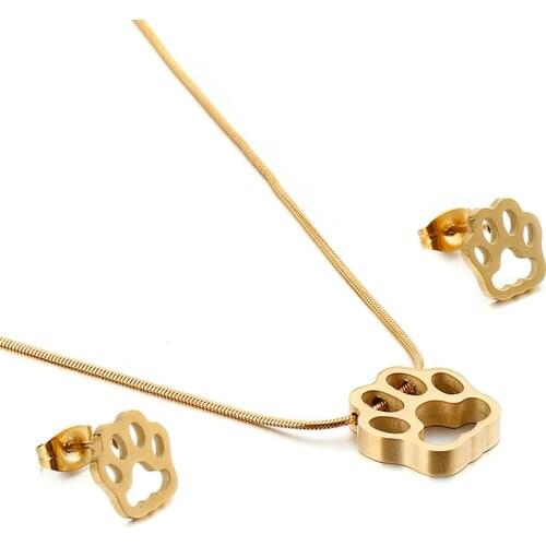 Lovely Silver Color Gold Dog Cat Necklace For Women jewelry accessories Animal Paw Pet Choker Necklace Pendant Footprints New