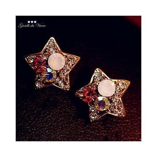 Pair of earrings Girl star shaped shining rhinestones 99 S0531 sent from Italy