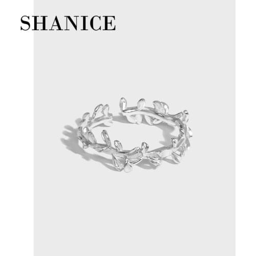 SHANICE S925 Sterling Silver Jewelry Not Allergic Popular Olive branch Exquisite Women Female Resizable Opening Rings