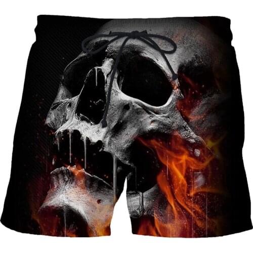 Shorts Mens Black Skull Shorts 3D Printed Summer Beach Shorts Fashion Casual 2021 New Ladies Quick-drying Swimsuit Outer Shorts