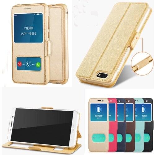 Stand Vintage Flip Leather Case & Silicone Back Case For Huawei Honor 6X 6A 7X 7A Pro With View Window Case
