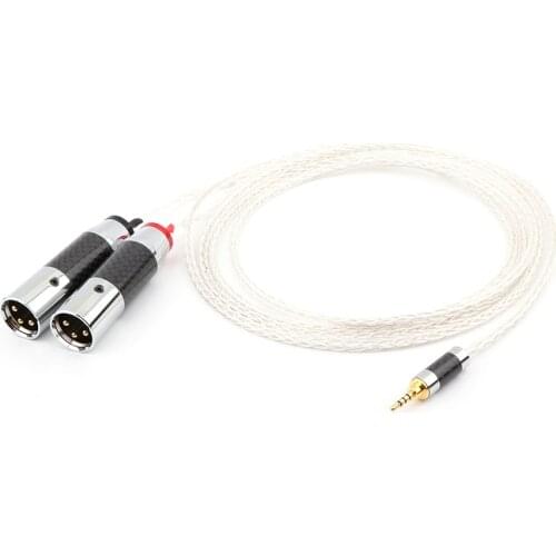 Yter HIFI 8 Cores OCC Silver Plated 4.4mm/3.5mm/2.5mm TRRS Balanced to Dual 2x 3pin XLR Balanced Male Audio Adapter Cable