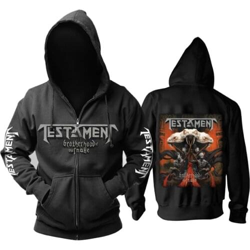 Zipper Sweatshirt Nice soft and warm Snake Testament Rock black hoodies autumn winter jacket punk death dark metal sudadera