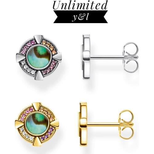Abalone Mother of Pearl Stud Earrings Gold Color Jewerly For Women Bohemia Handcrafted Playful Gift In 925 Sterling Silver 2020