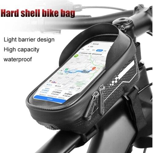 Hard Shell Bicycle Bag Mountain Bike Front Beam Waterproof Mobile Phone Bag Riding Equipment WHShopping
