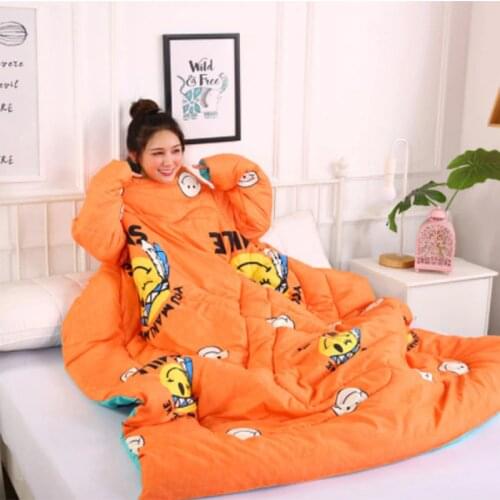Winter Lazy Quilt with Sleeves Home Bedding Comforter Printed Edredom Keep Warm Duvet Filling Family Blanket Cape Cloak