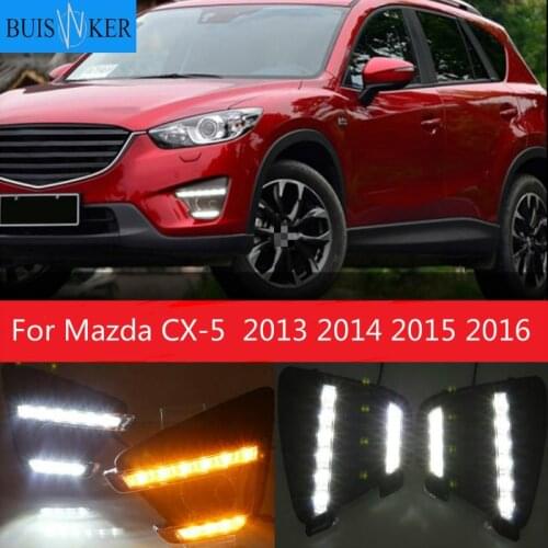 2pcs For Mazda CX-5 CX5 2013 2014 2015 2016,Yellow Signal Function Waterproof Car DRL 12V LED Daytime Running Light Daylight