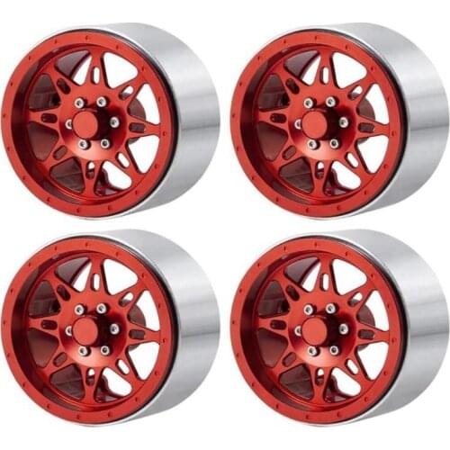 4 Pcs 2.2 Inch Metal Beadlock Wheel Rims for 1/10 Scale AXIAL SCX10 D90 TRX4 Wraith 90048 RR10 RC Crawler