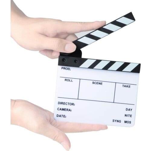 Director Video Acrylic Clapboard Dry Erase TV Film Movie Clapper Board Slate with Color Sticks (6.3x5.5" /16x14cm)