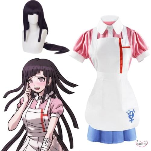 Anime Cosplay Costume Danganronpa Mikan Tsumiki Halloween Carnival Ultimate Nurse Funny Costume Cafe Maid Uniform for Women