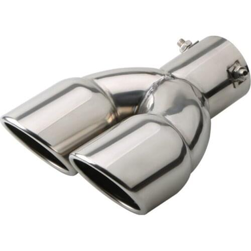 63mm Car Exhaust Pipe Muffler Tail Pipe Double Outlet Tailpipe Universal Stainless Steel Dual Rear Muffler Noise Canceller