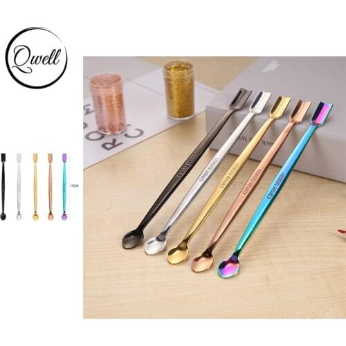 QWELL Craft Spoon Stainless Steel Two Shaped Heads Working With Embossing Powder Glitter Shaker Filling Embellishments DIY 2021